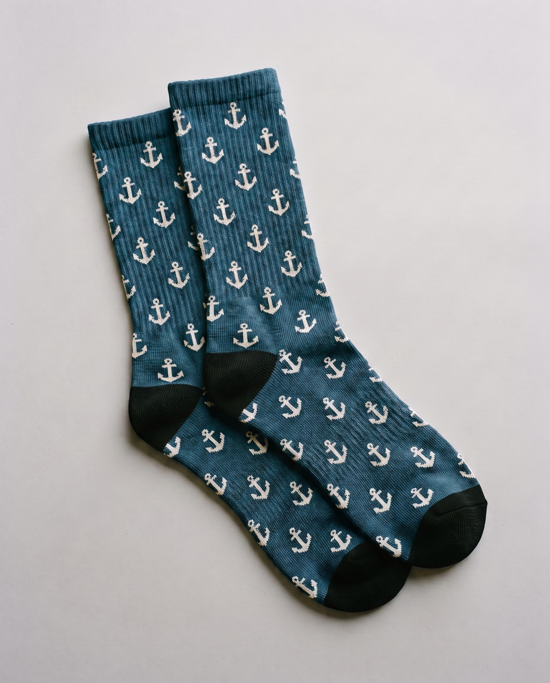 Calcetines con ancla cristiana, color azul petróleo — AMEN SOCKS