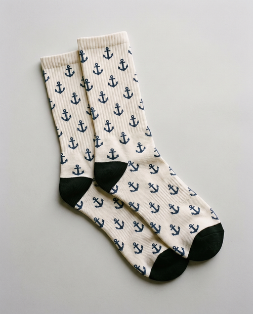 Calcetines con ancla cristiana, color crema — AMEN SOCKS