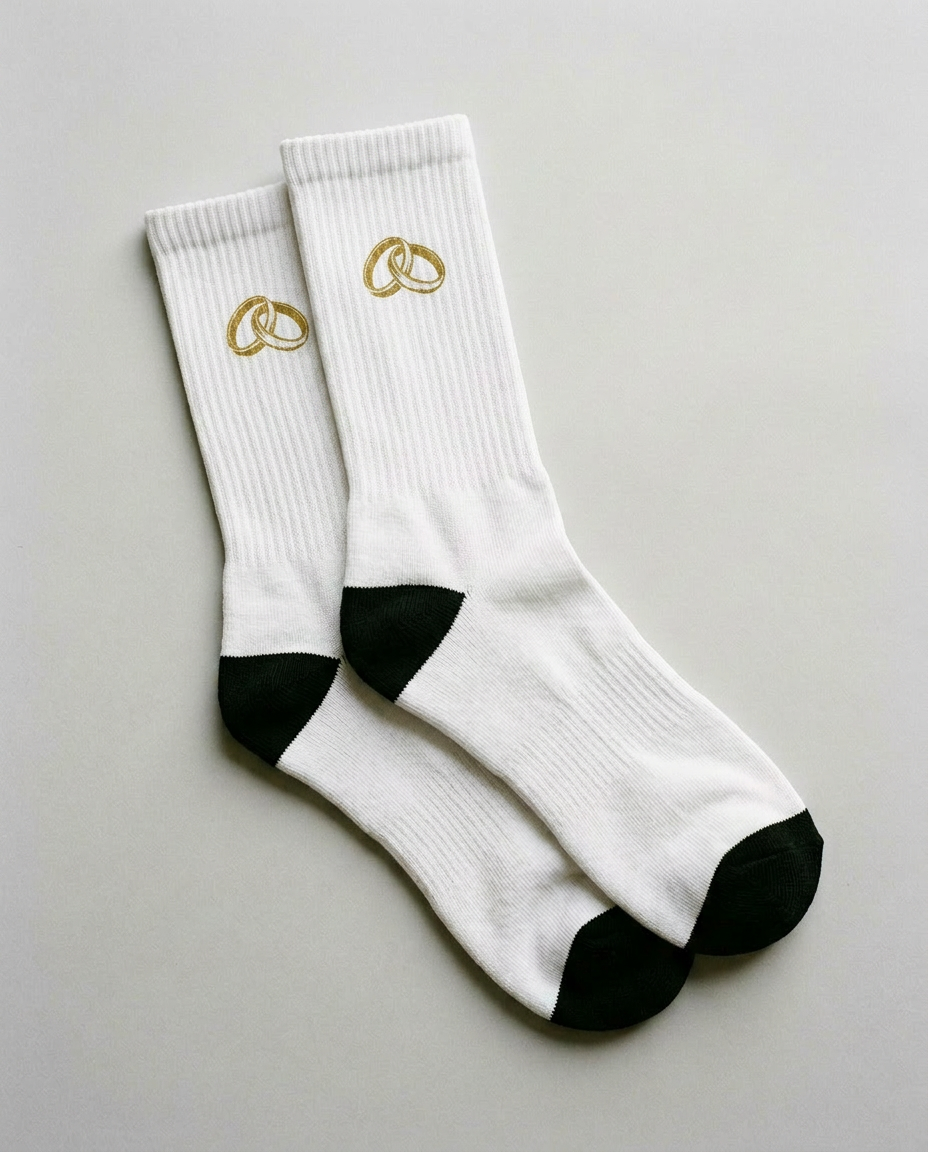 Calcetines de boda personalizados con iniciales y fecha AMEN SOCKS