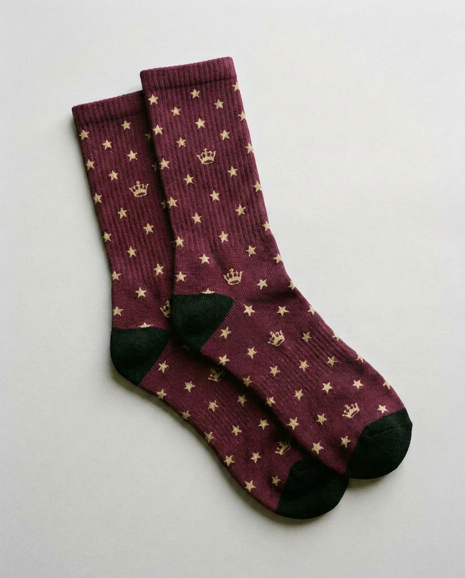 Calcetines con estrellas marianas, color burdeos