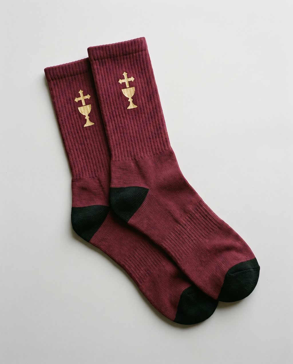 Calcetines Primera Comunión cruz y cáliz burdeos AMEN SOCKS