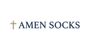 Logo AMEN SOCKS horizontal - serif con cruz dorada (cabecera)