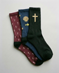 Pack de 3 calcetines religiosos clásicos: Cruces, Camino y Cruz Dorada